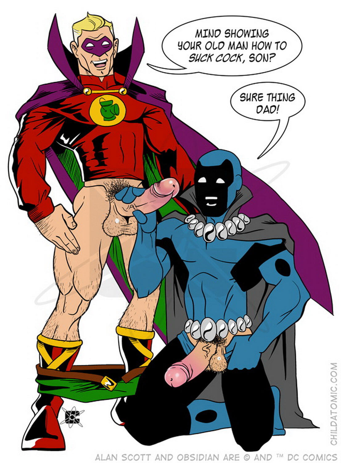 Alan Scott and Green Lantern Gay Veiny Penis Blonde Hairy Balls