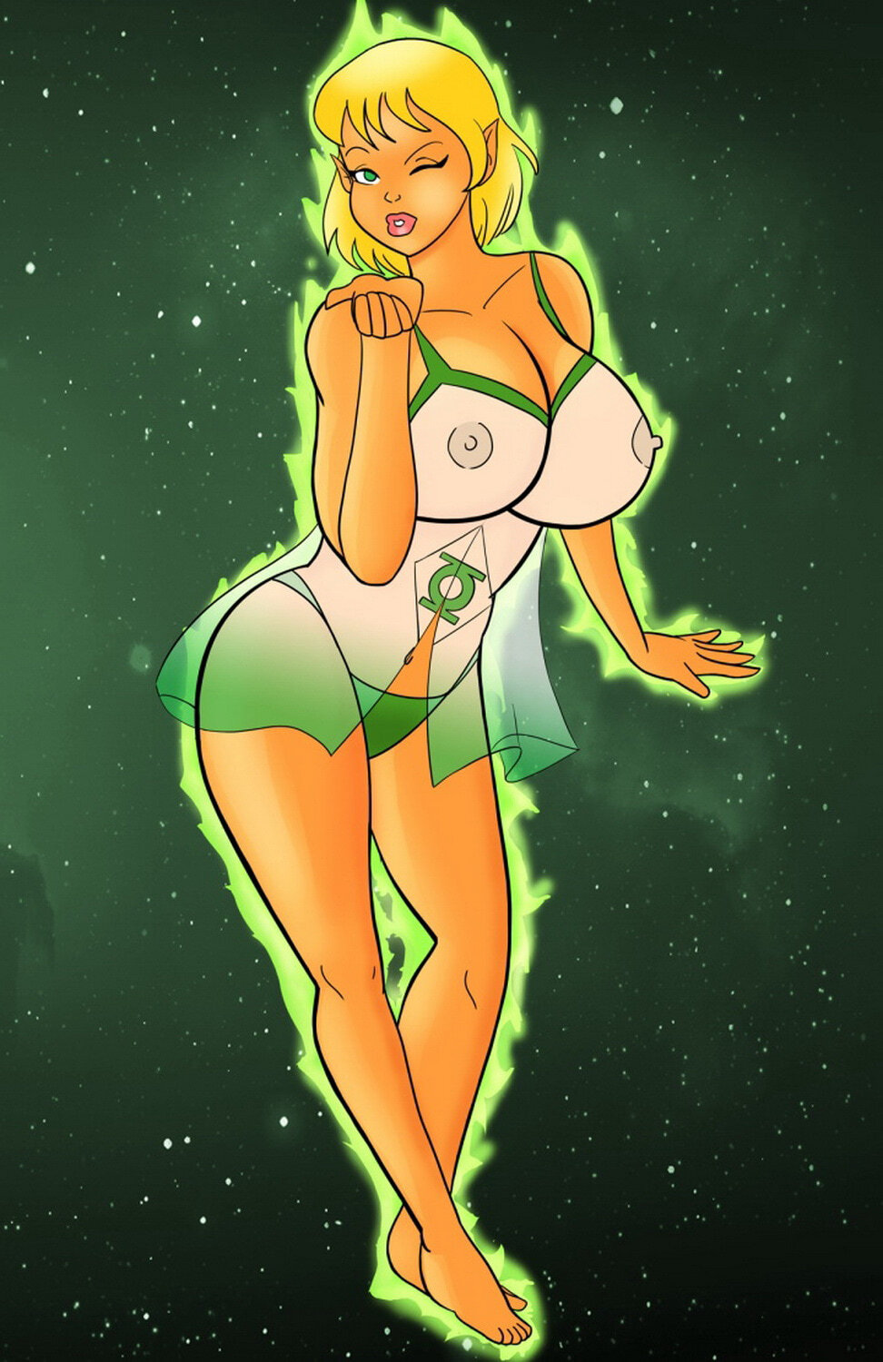 Arisia Rrab and Green Lantern Nipples Blonde Alien Underwear Tits