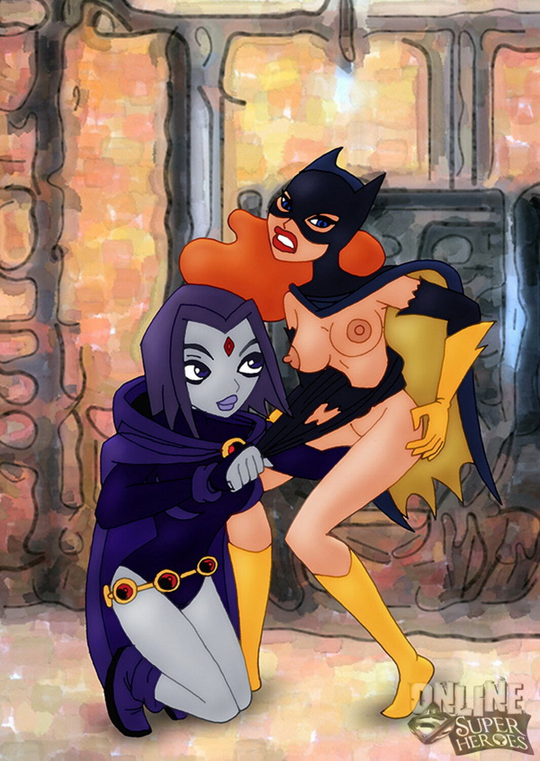 Batgirl and Raven Yuri Female Only Nasty