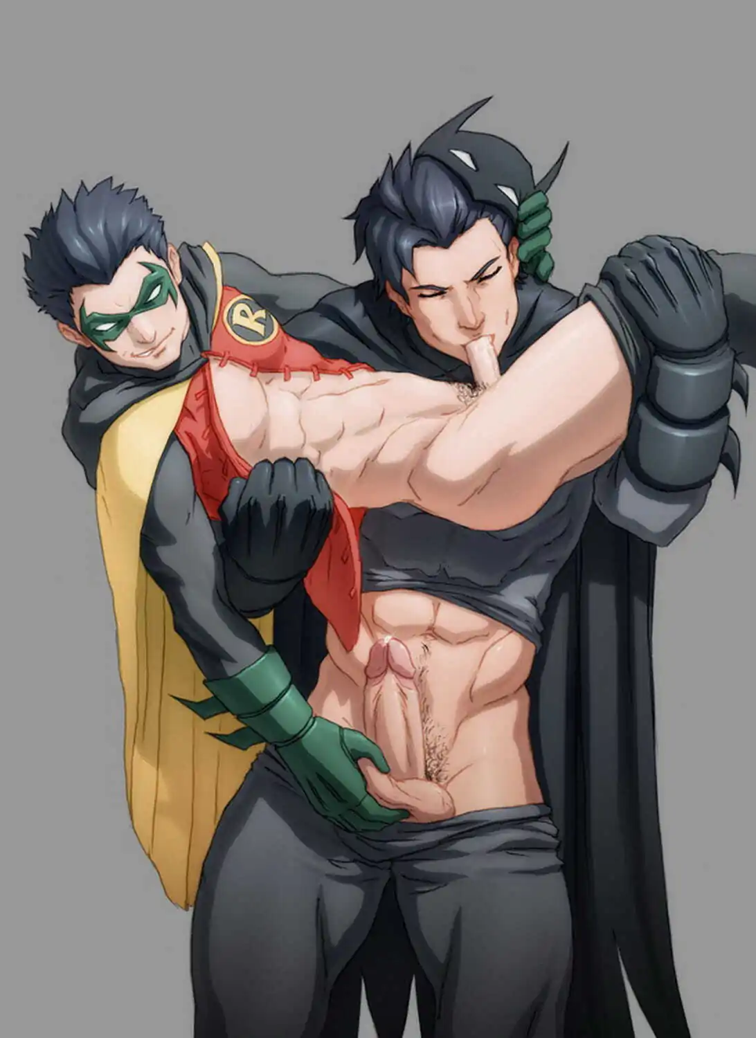 Bruce Wayne and Batman Blowjob Gay Cum Thick Penis Large Penis