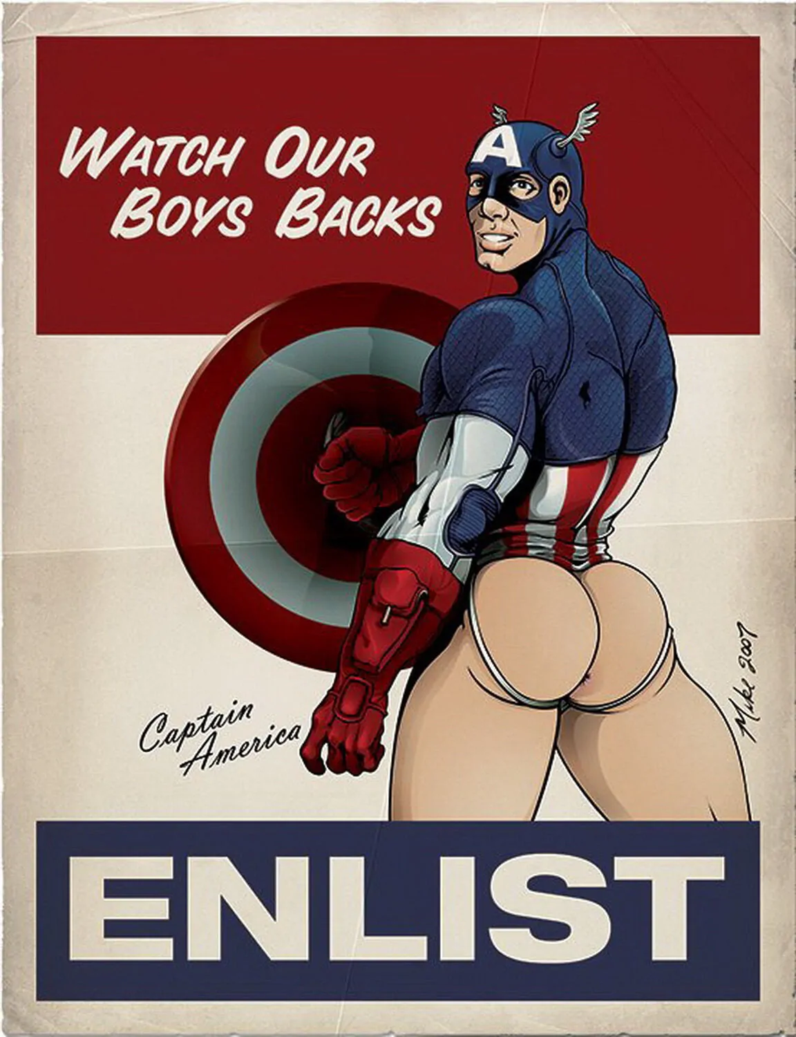 Captain America and Steve Rogers Underwear Solo Muscle