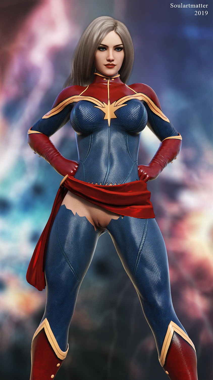 Captain Marvel and Carol Danvers Pussy Female Only Solo Blonde