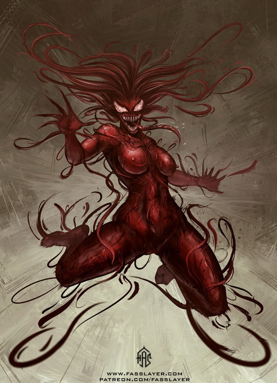 Carnage and She-Carnage Nipples Tentacle Tits Female Only Alien