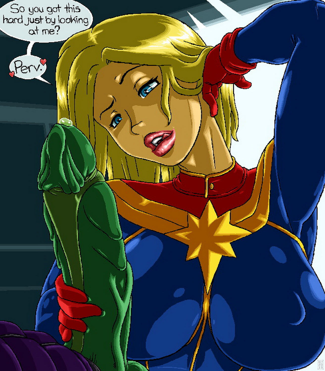 Carol Danvers and Captain Marvel Big Breast Busty Blonde Huge Cock