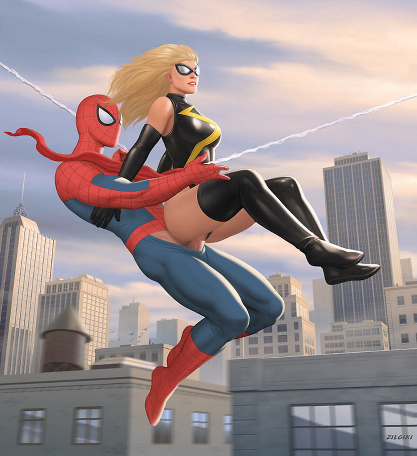 Carol Danvers and Spider-Man Thick Ass Sex Thicc Superheroine