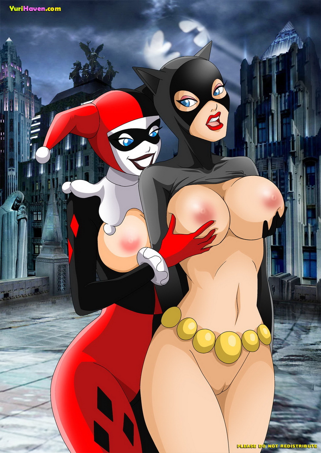 Catwoman and Harley Quinn Tits Female Only Female With Female Pussy