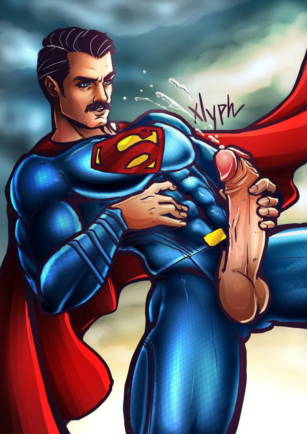 Clark Kent and Superman Masturbation Huge Cock Cum