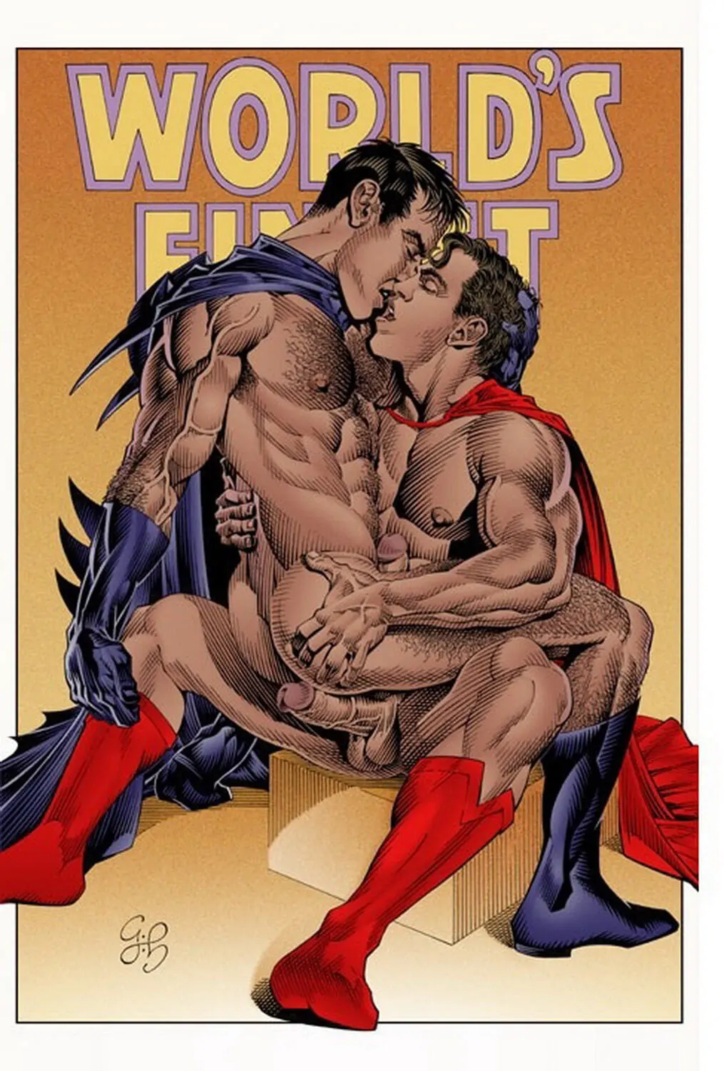 Clark Kent and Superman Nude Muscular Erect Nipples Gay Penis