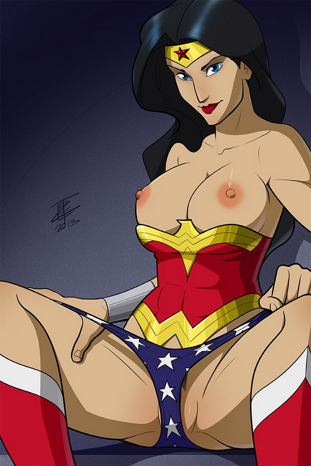 Diana Prince and Wonder Woman Pubic Hair Tits Female Only