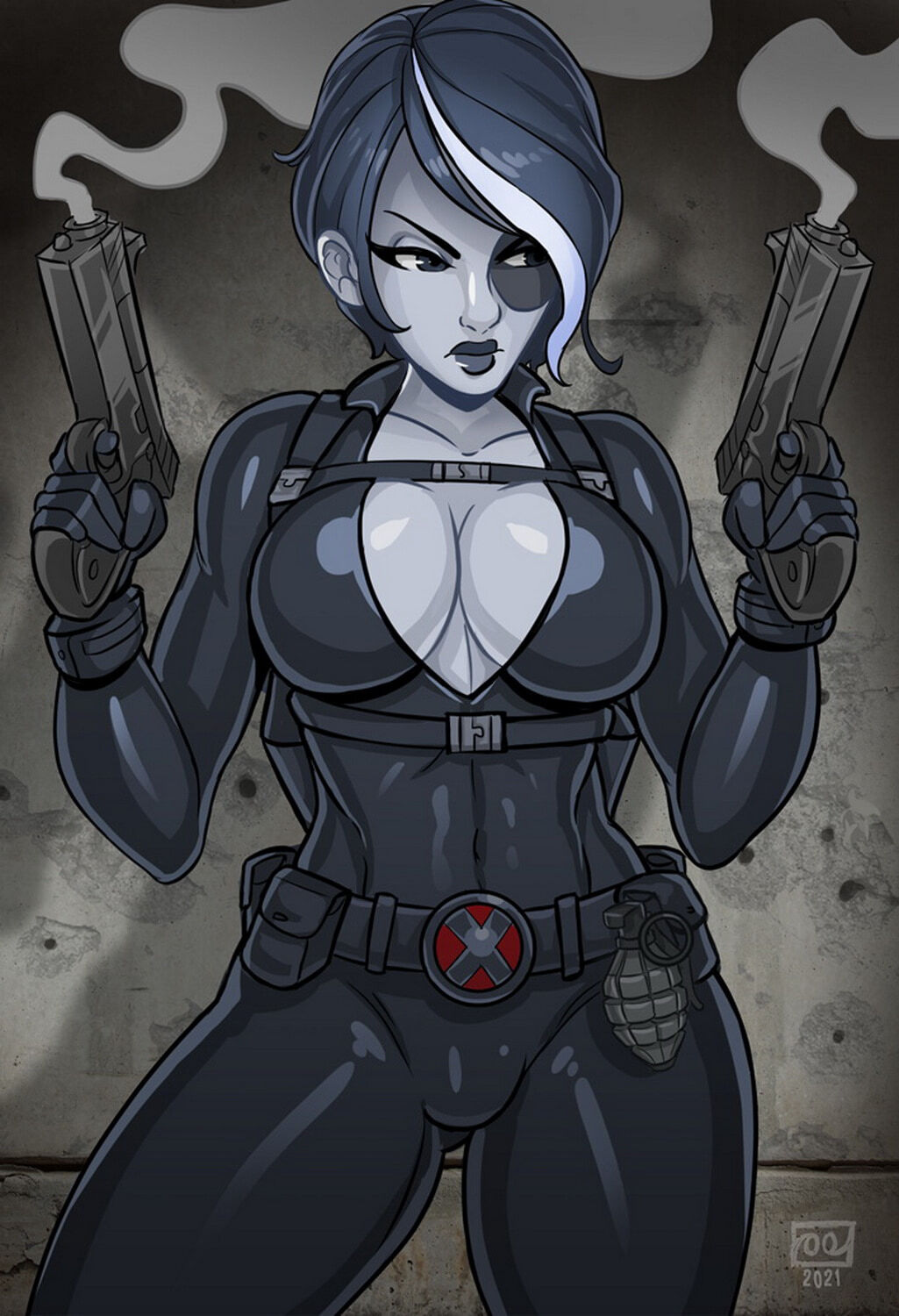 Domino (Marvel) and Domino Thicc Solo Female Only Tits Big Breast