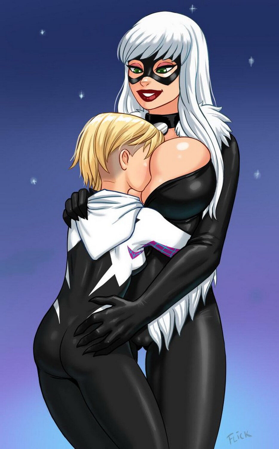 Gwen Stacy and Felicia Hardy Yuri Blonde