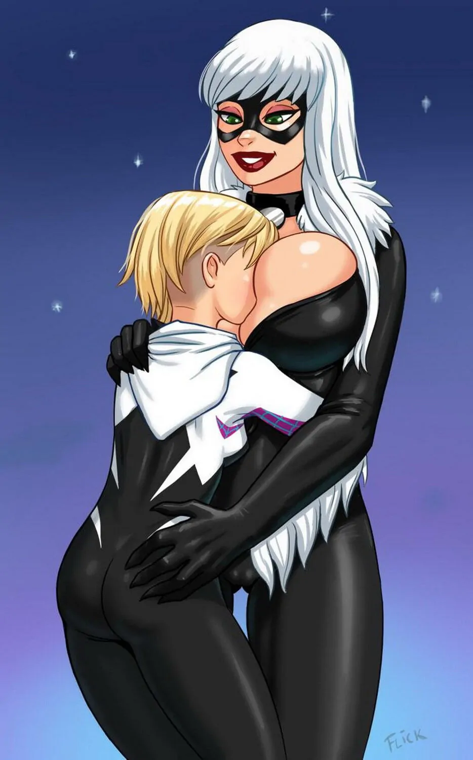 Gwen Stacy and Felicia Hardy Yuri Blonde