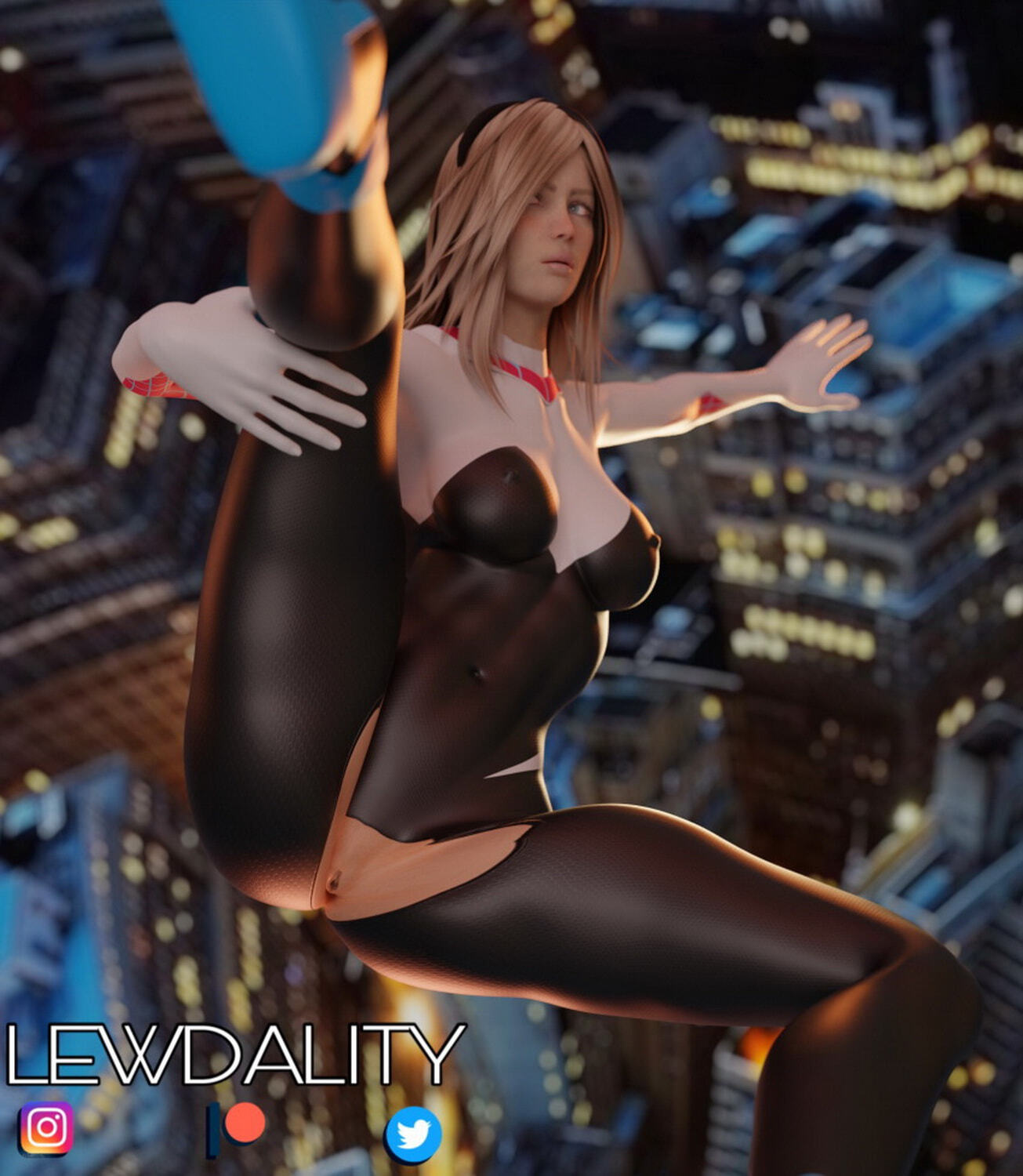 Gwen Stacy and Spider-Gwen Blonde Solo Female Only Big Breast Curvy