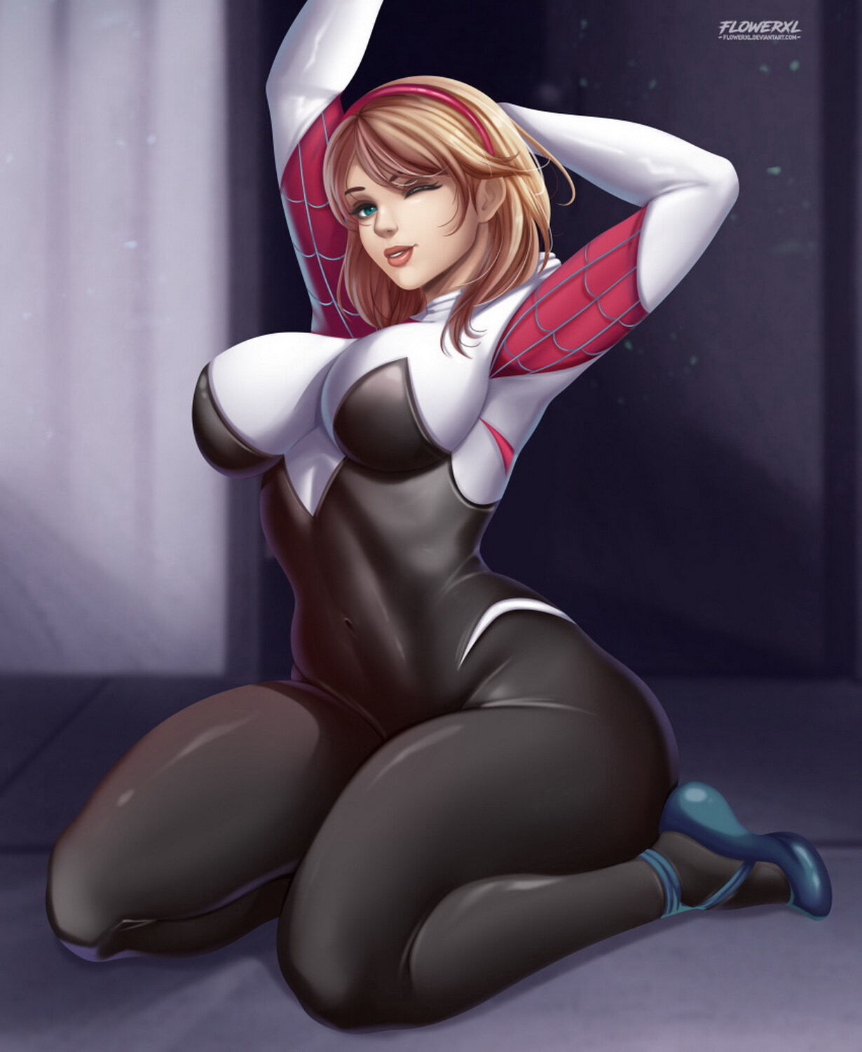 Gwen Stacy and Spider-Gwen Blonde Superheroine Female Only