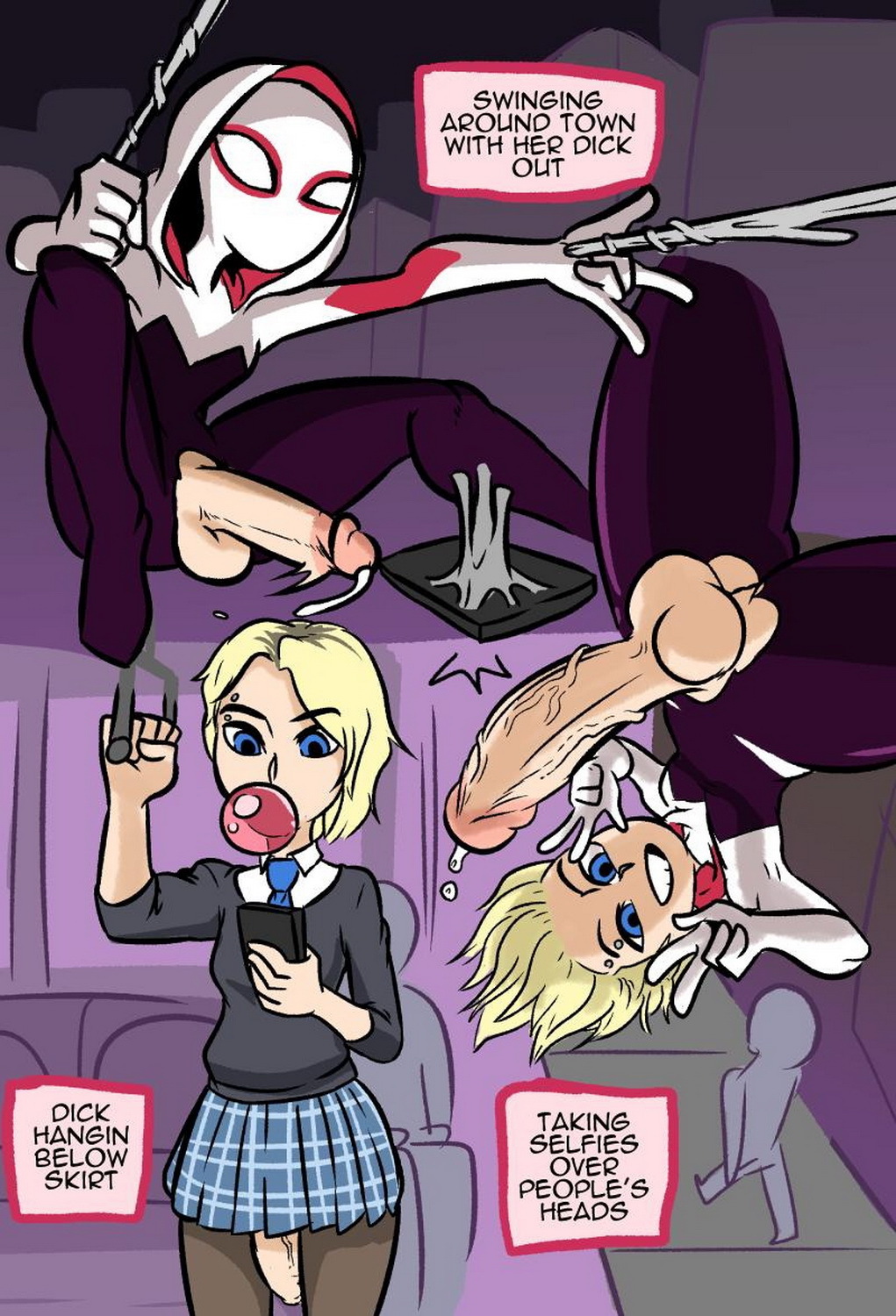 Gwen Stacy and Spider-Gwen Futa Only Large Penis Intersex