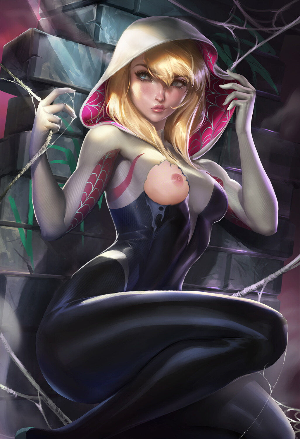 Gwen Stacy and Spider-Gwen Solo Nipples Female Only Tits Blonde