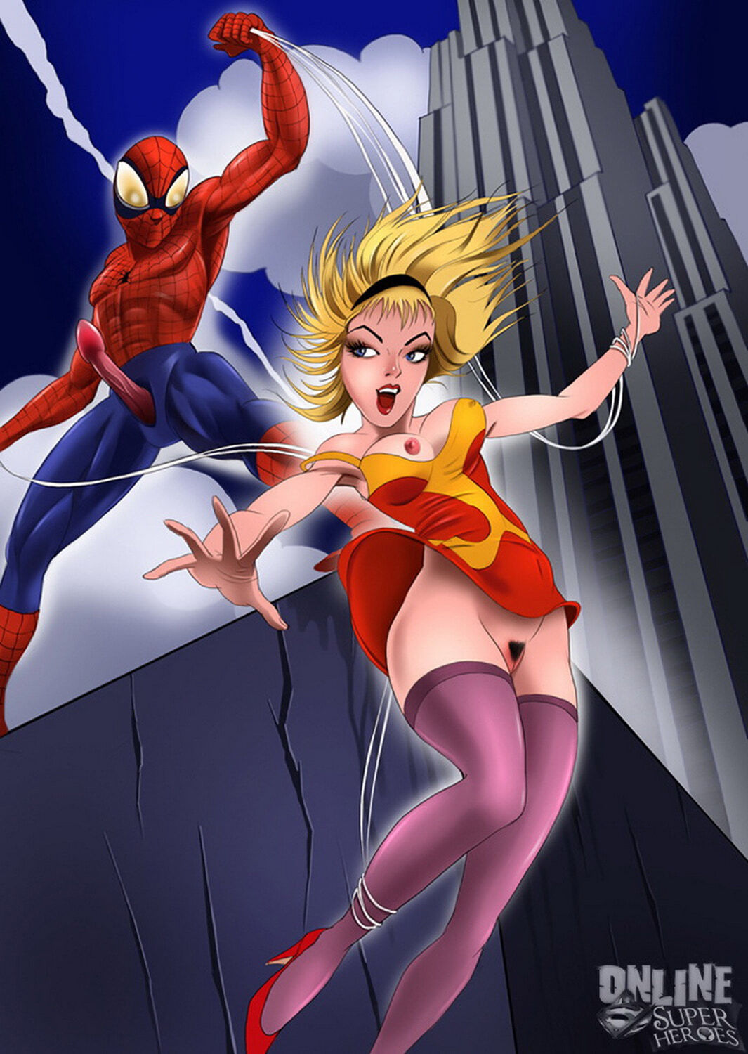 Gwen Stacy and Spider-Man Nipples