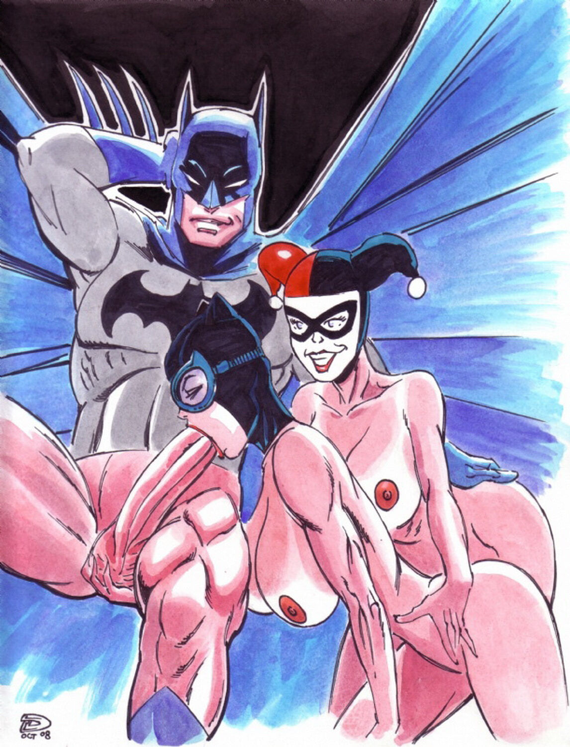 Harley Quinn and Batman Tits Penis Threesome