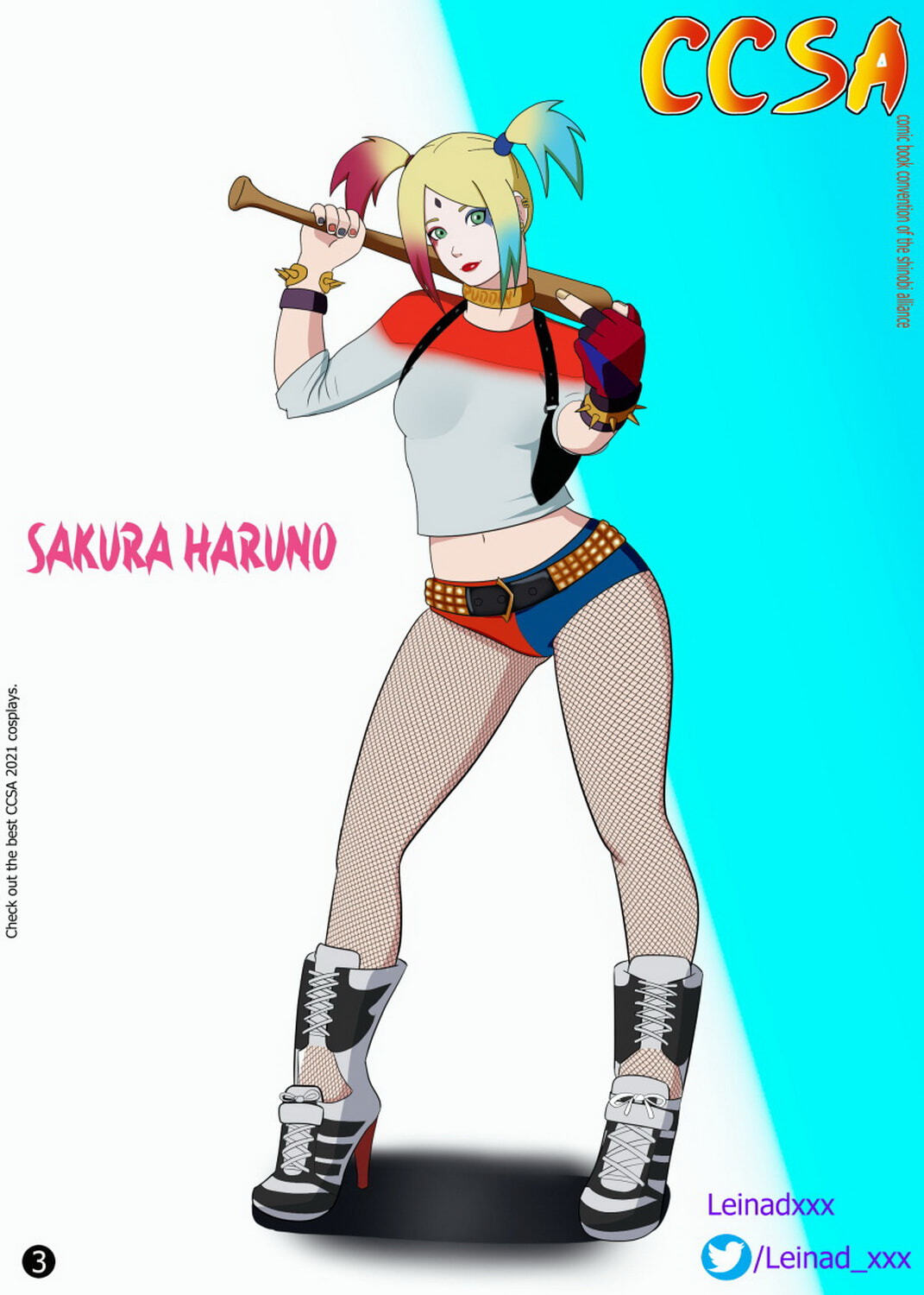 Harley Quinn and Sakura Haruno Blonde Female Only Superheroine