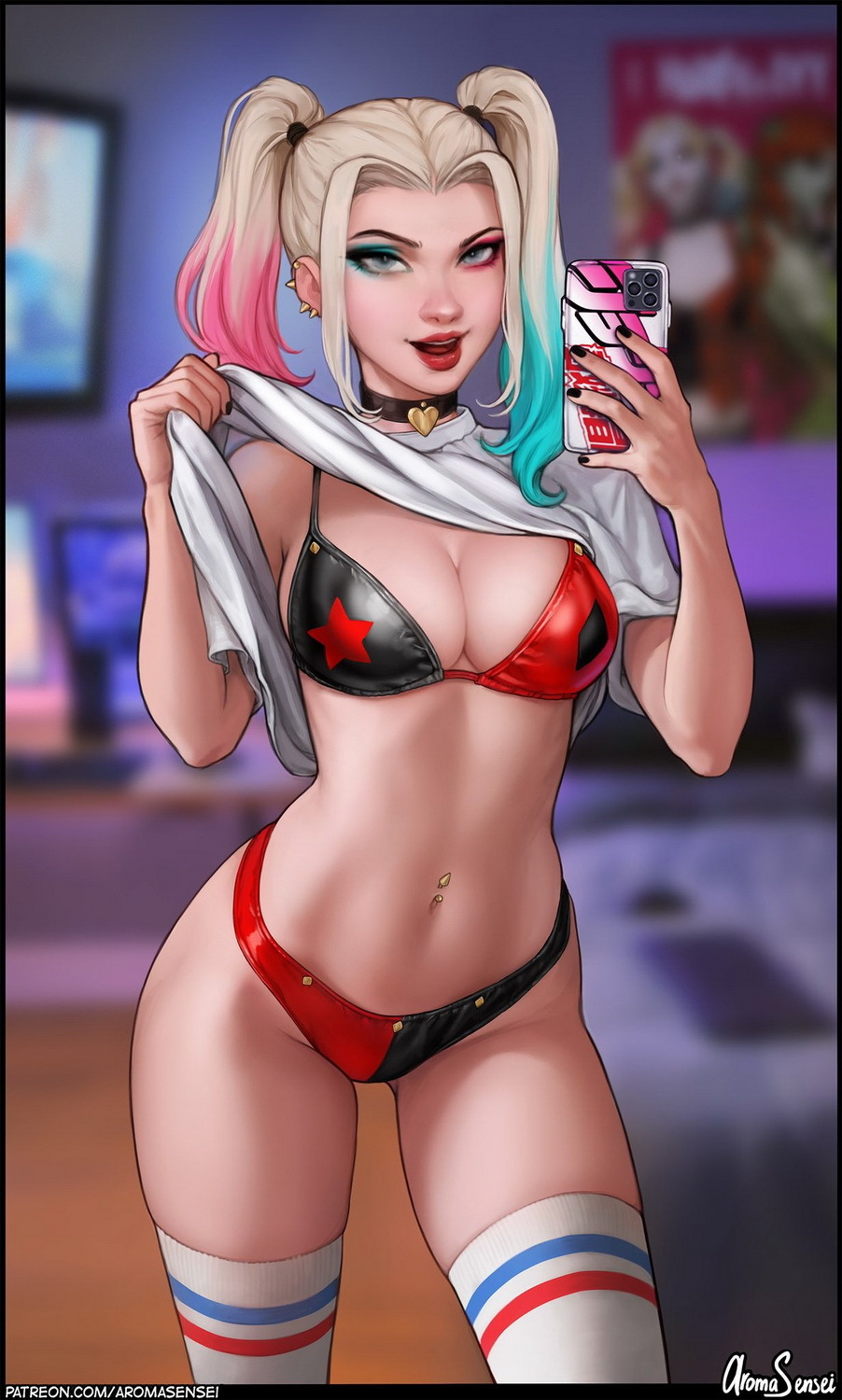 Harley Quinn Female Only Selfie Solo Tits Blonde