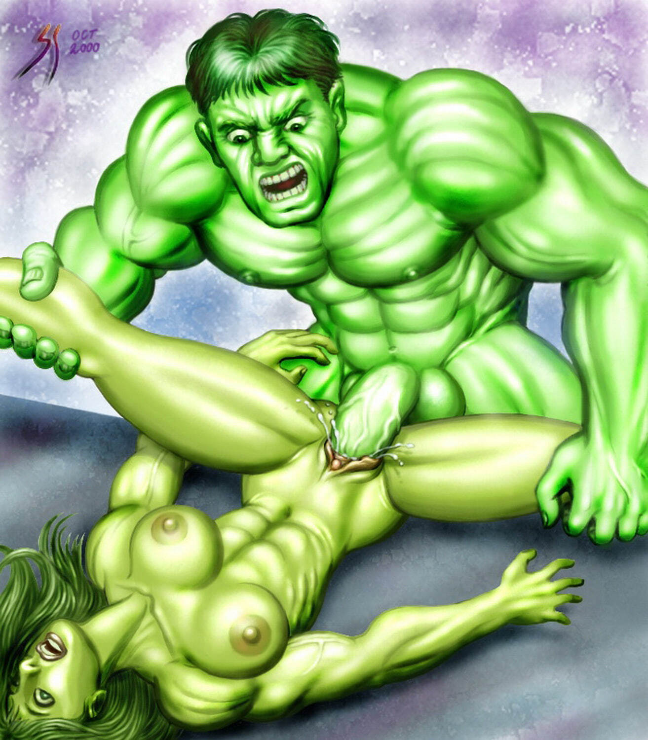 Hulk and She-Hulk Big Breast Legs Pussy Sex Nipples Muscle