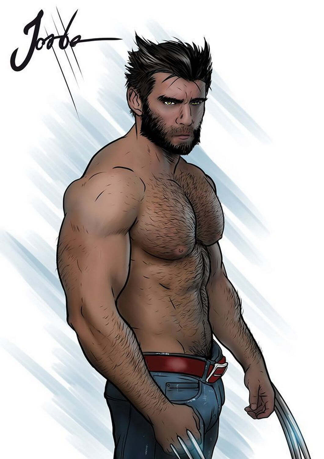 James Howlett and Wolverine (X-Men) Solo Muscular Facial Hair