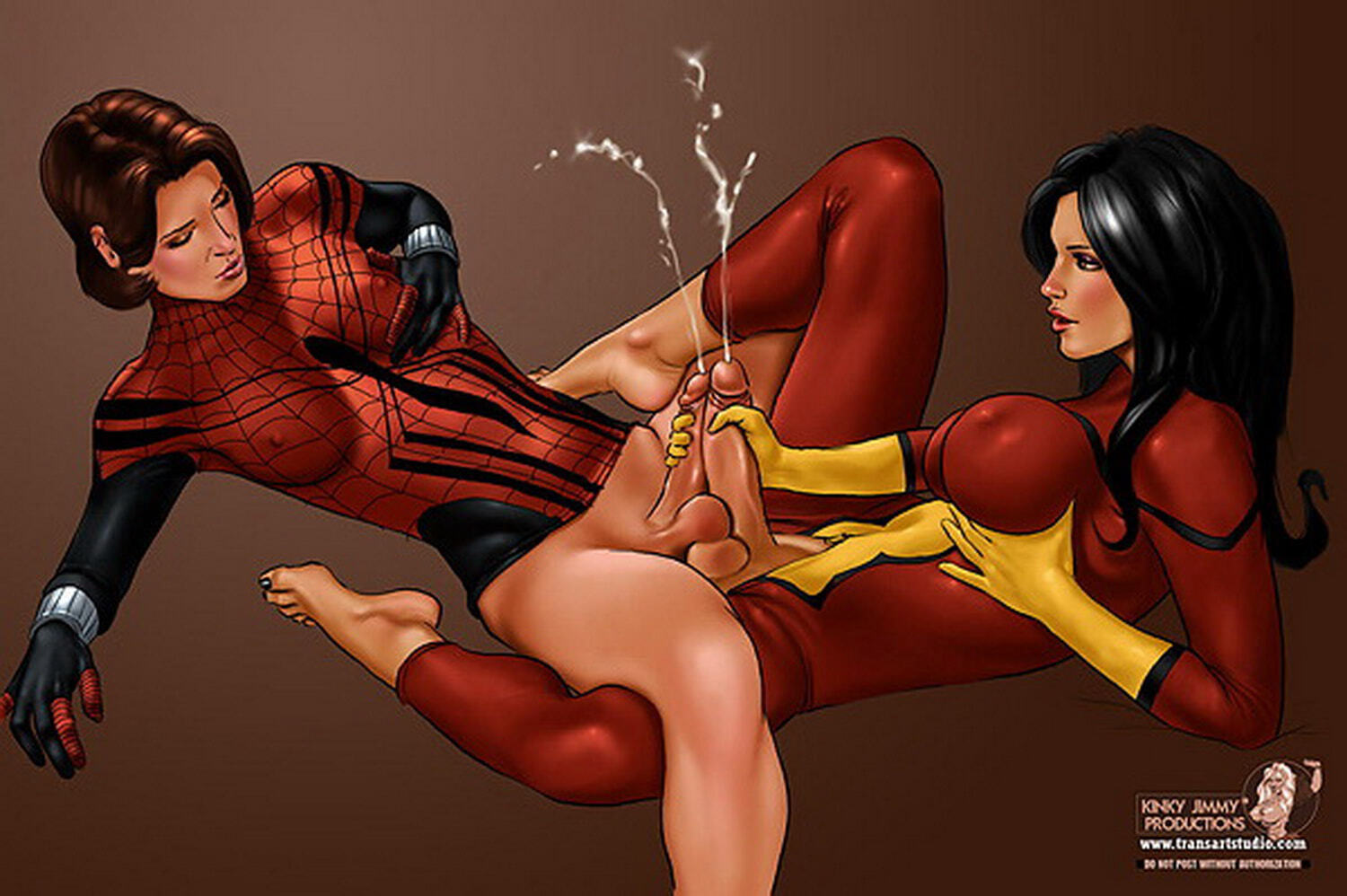 Jessica Drew and Spider-Woman Futa On Futa Large Penis Curvy