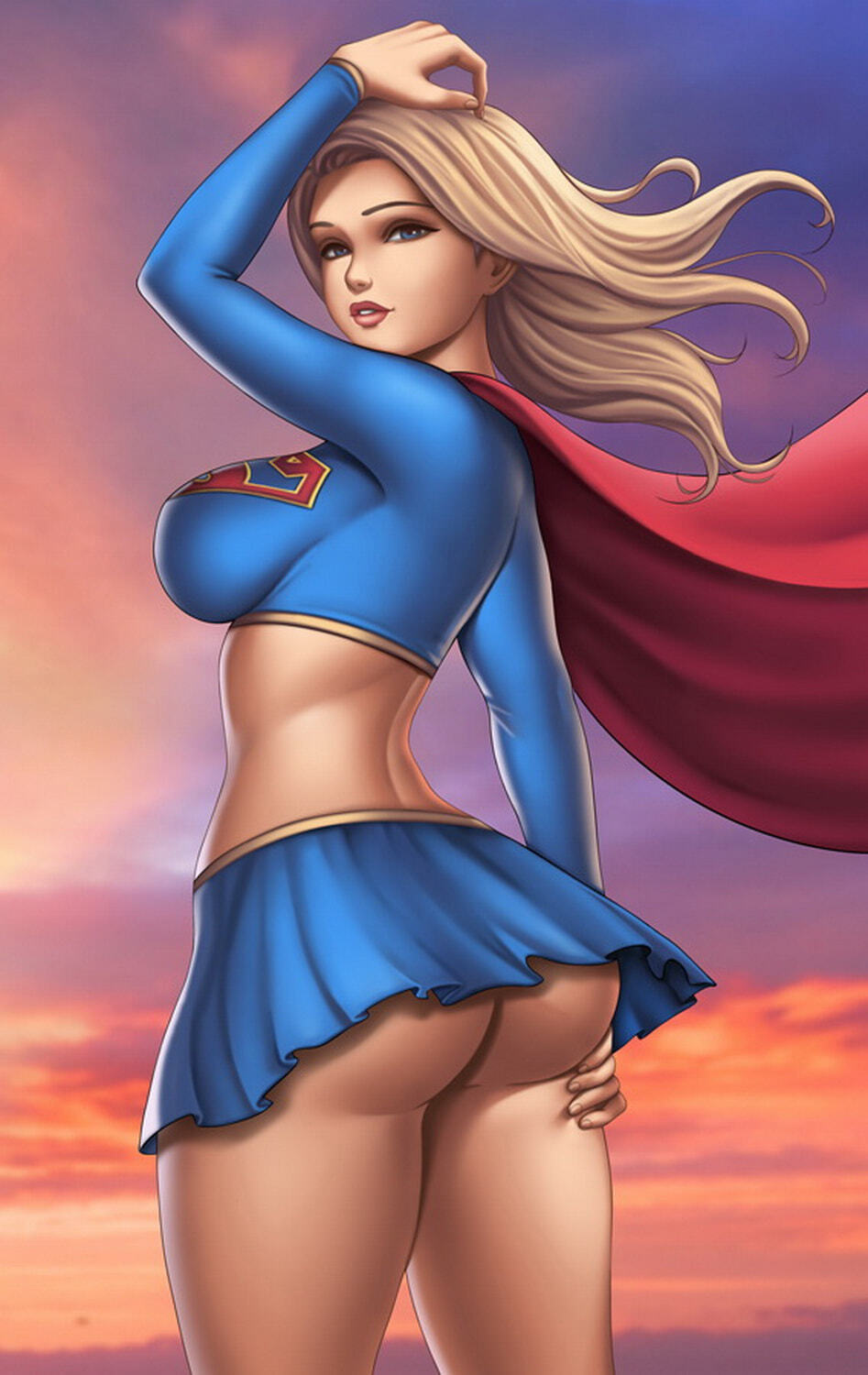 Kara Zor-El and Supergirl Blonde No Panties Female Only Upskirt