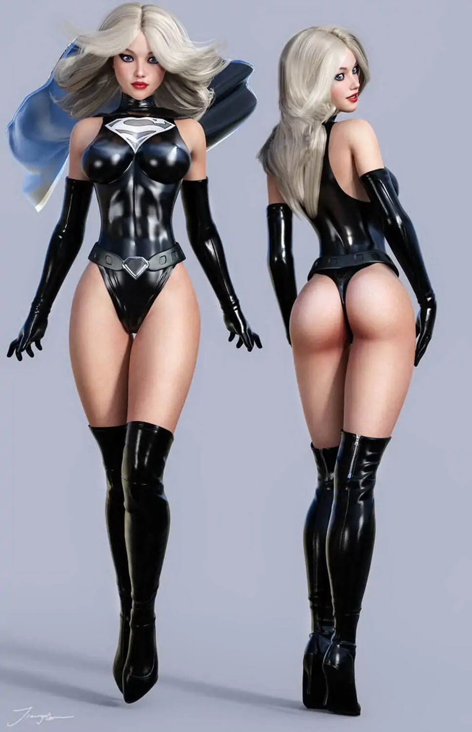 Kara Zor-El and Supergirl Dat Ass Superheroine Female Only Solo Tits