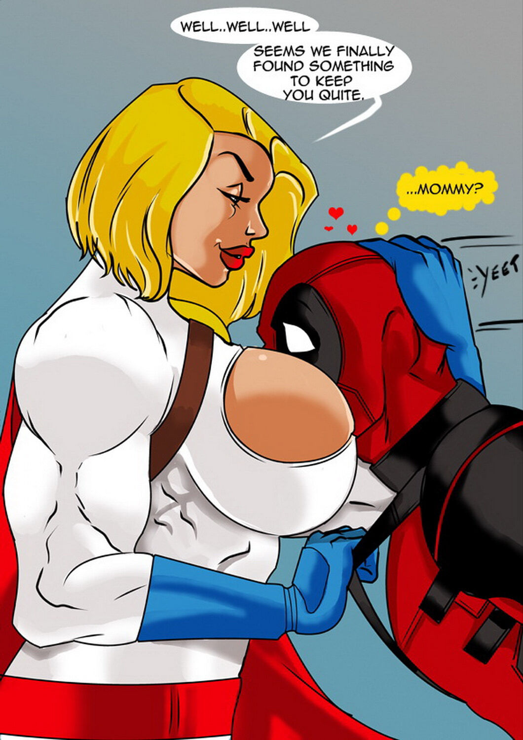 Karen Starr and Deadpool Blonde Superheroine Superhero