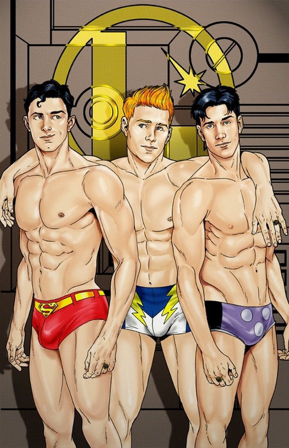 Lightning Lad and Superboy Gay Underwear Muscular Muscle Superhero