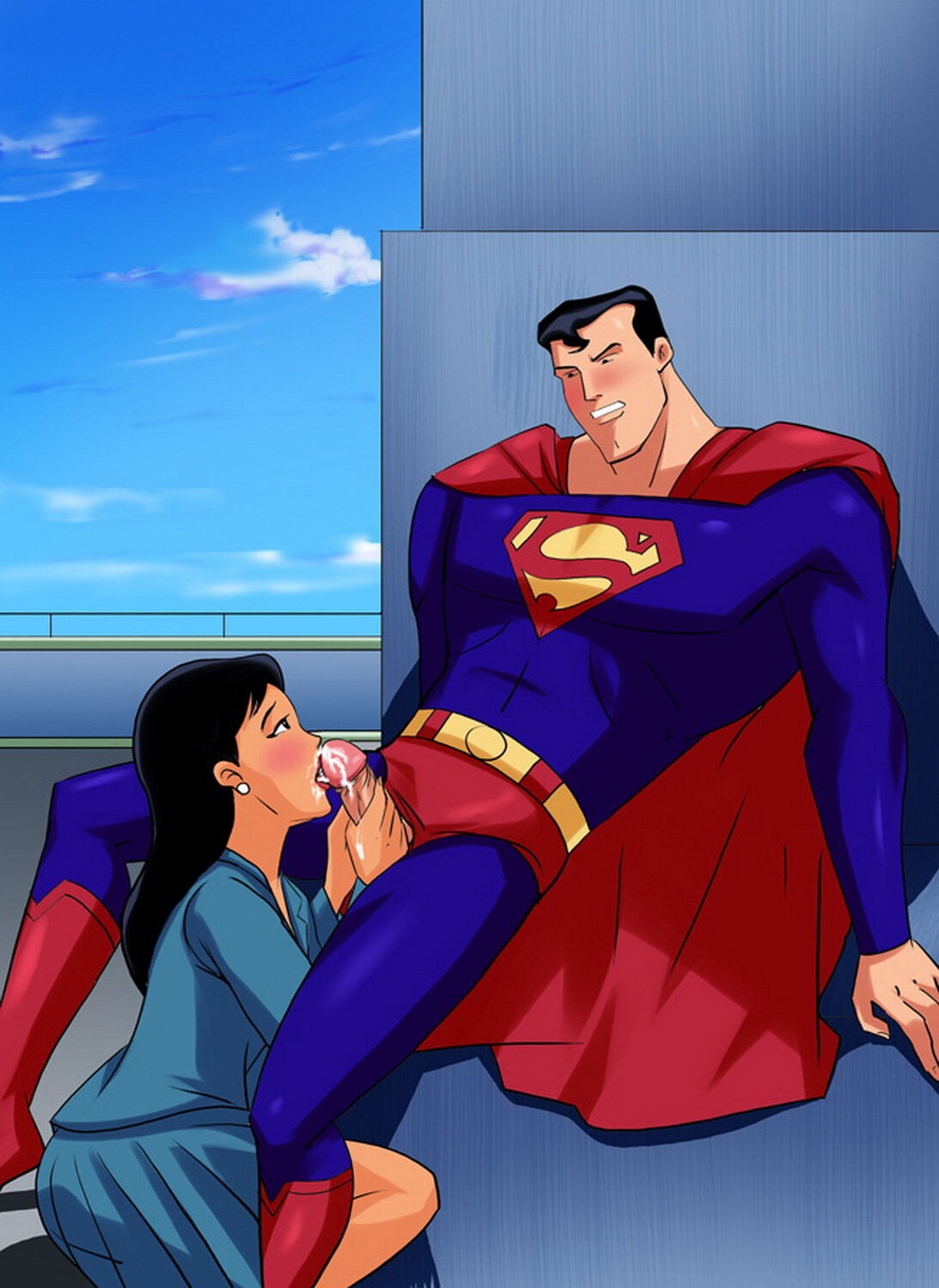 Lois Lane and Superman Cum Muscle Oral Sex