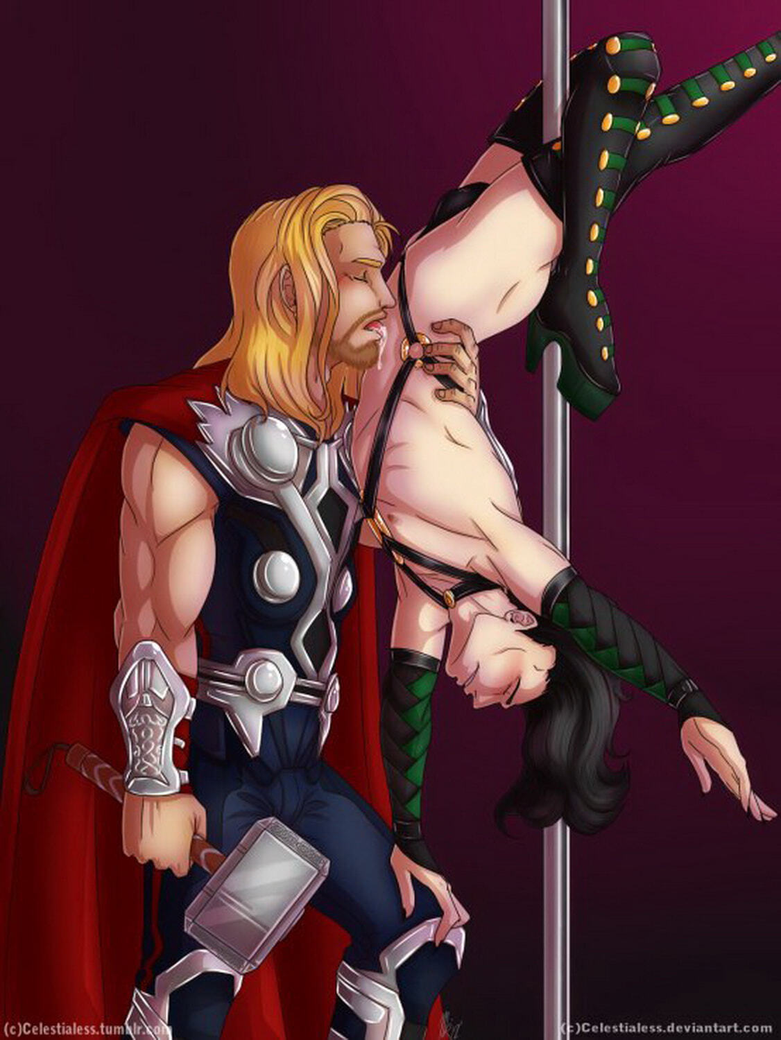 Loki and Thor Odinson Blonde Gay Heels Facial Hair Licking