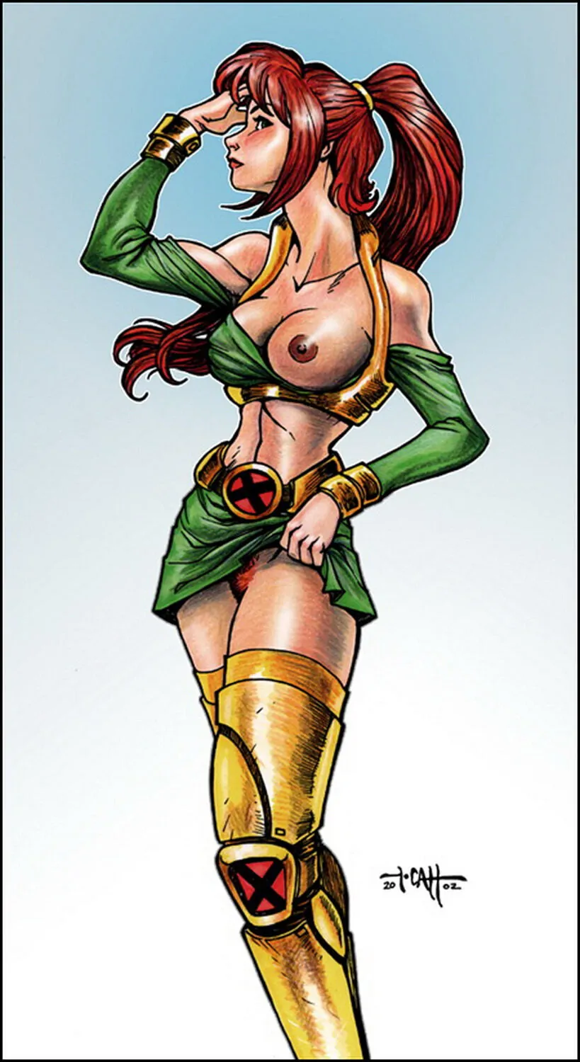 Marvel Girl and Jean Grey Nipples Solo Topless Pubic Hair