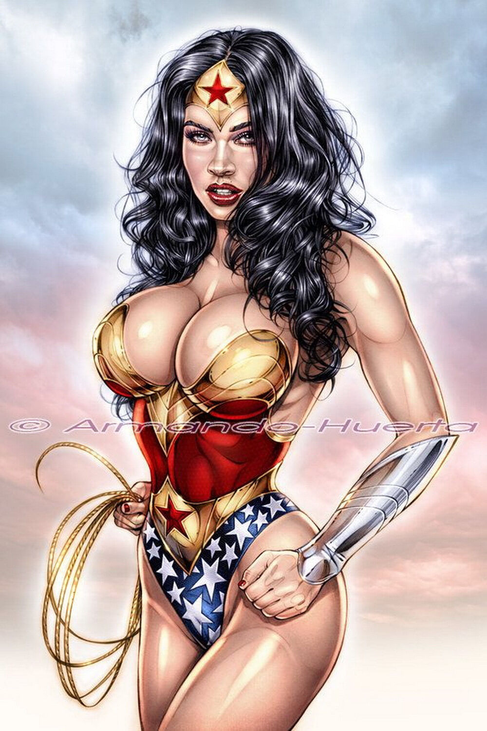 Megan Fox and Wonder Woman Female Only Tits Big Breast Solo