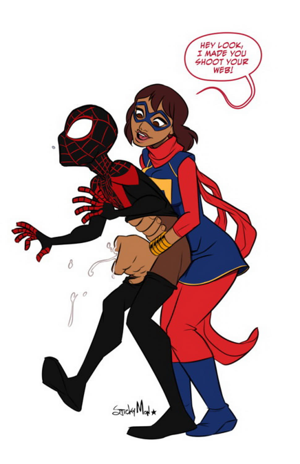 Miles Morales and Kamala Khan Dark Skinned Female Handjob