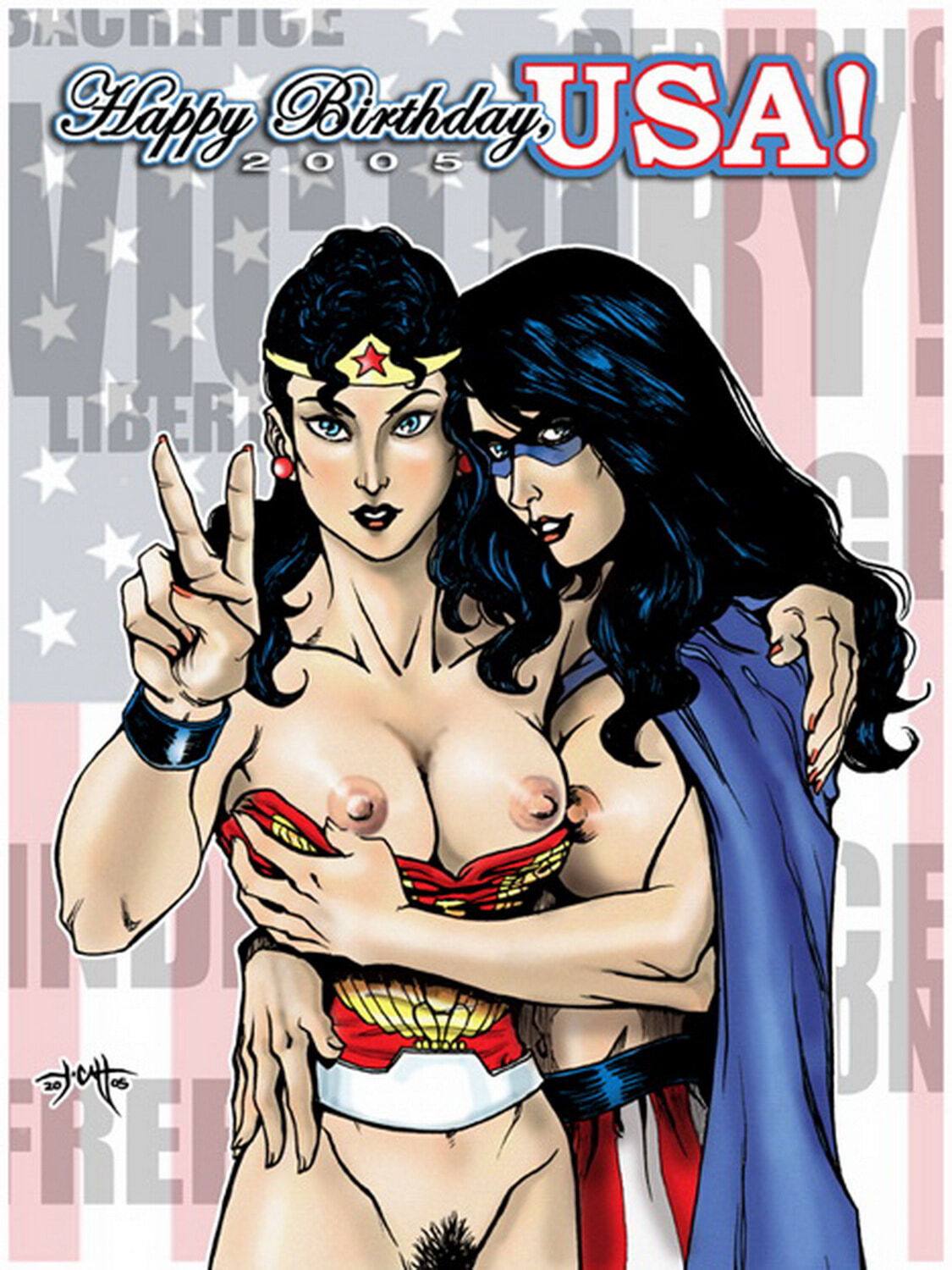 Miss America and Wonder Woman Nipples Tits Yuri