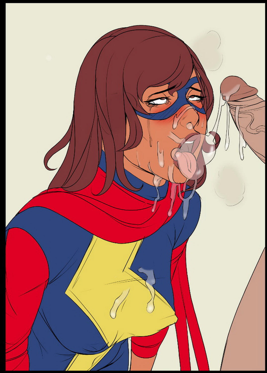 Ms Marvel and Kamala Khan Oral Facial Cum Dark Skin Interracial