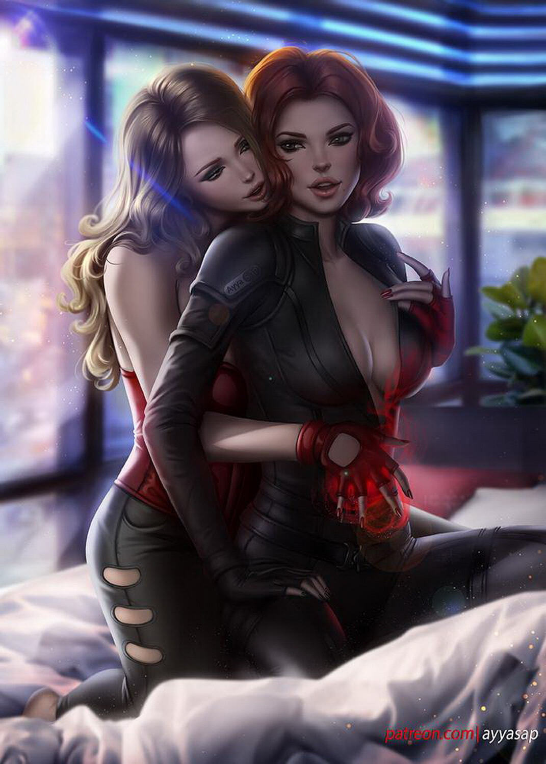 Natasha Romanoff and Scarlet Witch Yuri Lesbian Tits Female Only