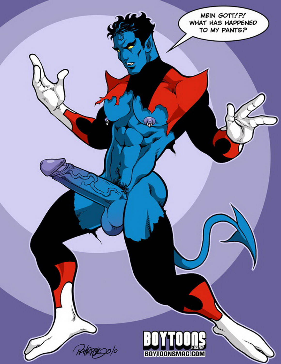 Nightcrawler and Kurt Wagner Solo Erect Nipples Penis Furry Piercing