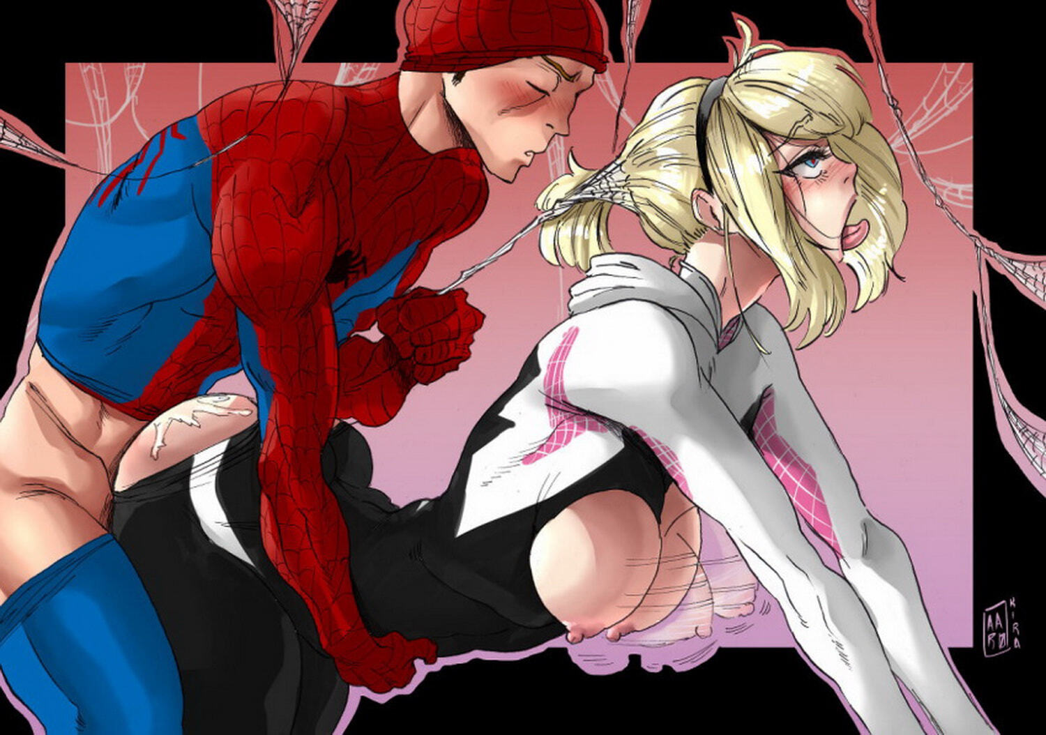 Peter Parker and Spider-Man Superhero Muscle Doggy Style Blonde Sex