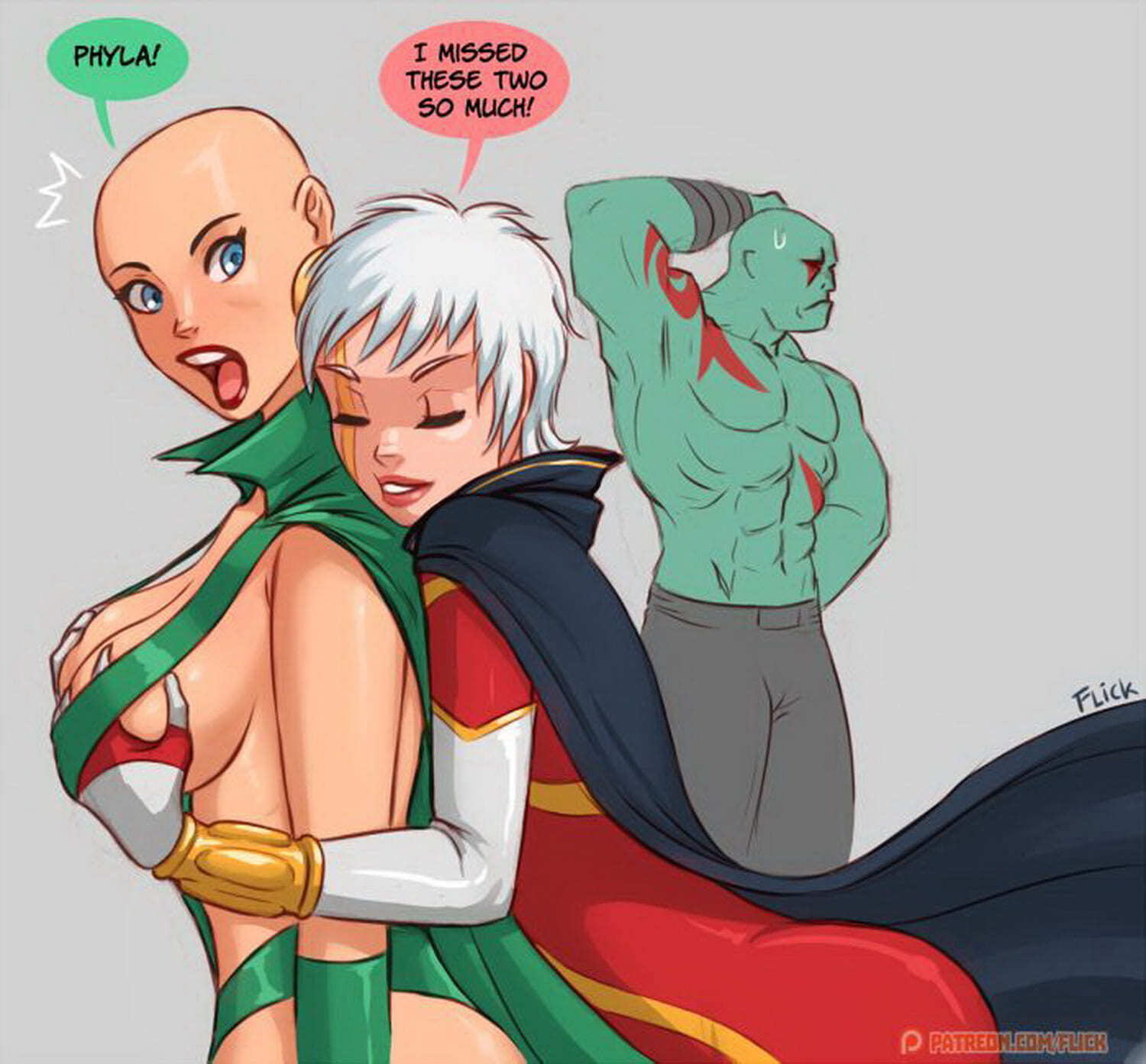 Phyla-Vell and Moondragon Superheroine Superhero Big Breast Yuri