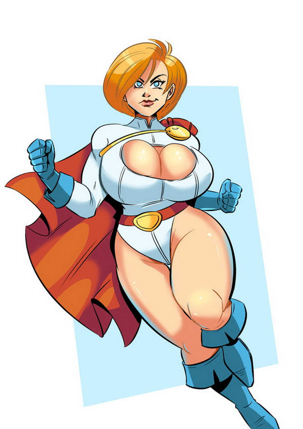 Power Girl and Karen Starr Superheroine Tits Alien Blonde Solo