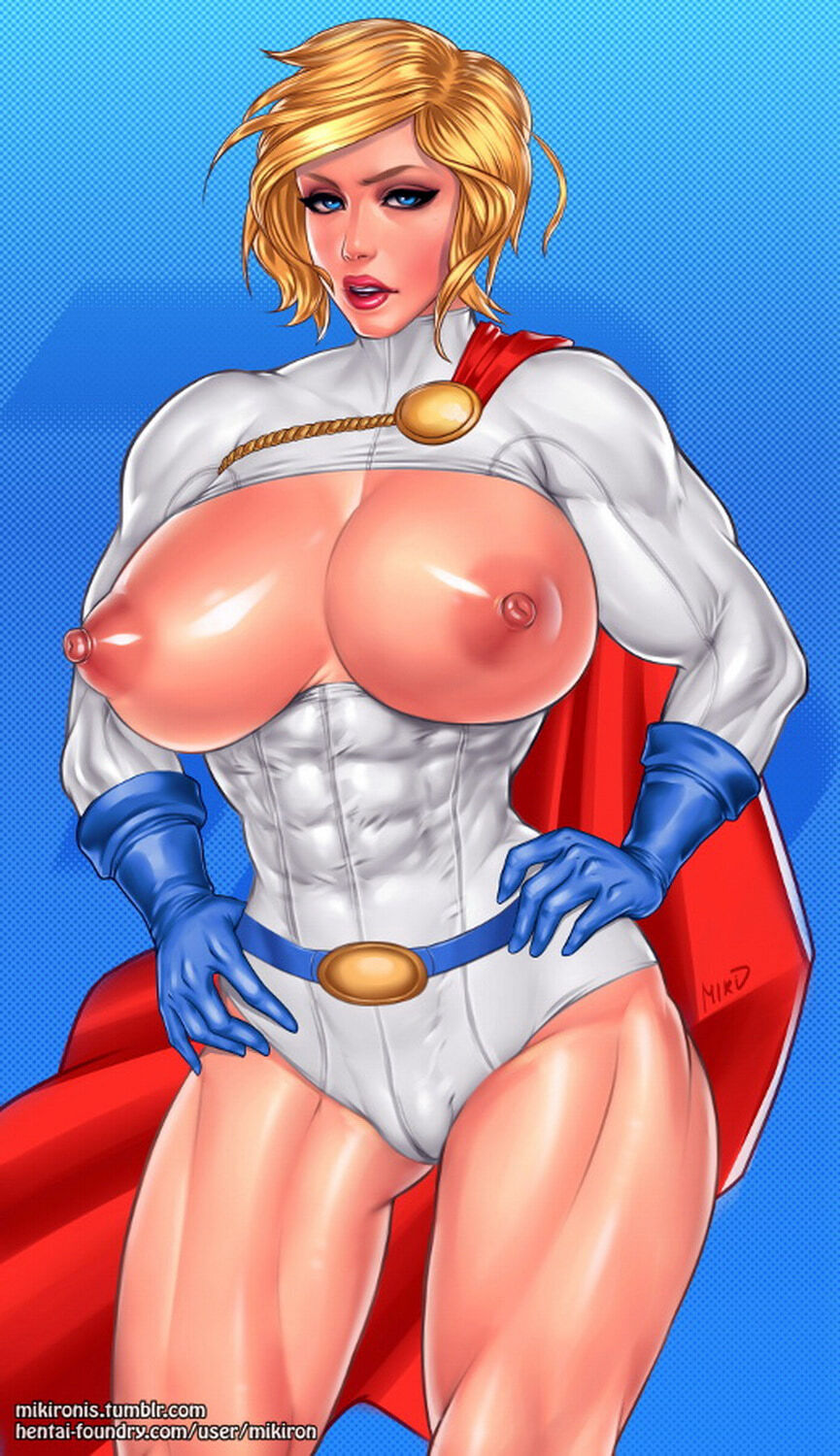 Power Girl Solo Tits Nipples Female Only Muscular Female Blonde Legs