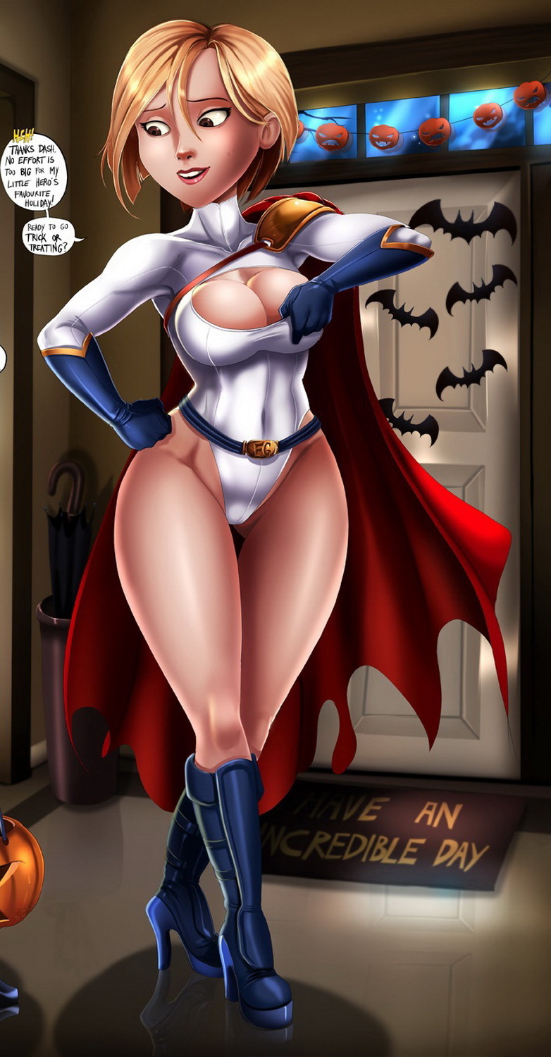 Powergirl and Helen Parr Female Only Solo Blonde Milf