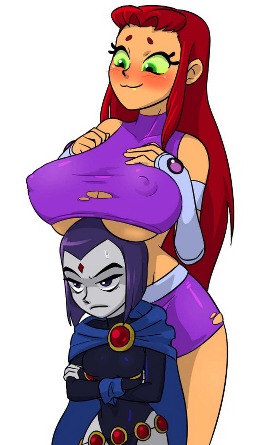 Raven and Starfire Female Only Nipples Tits