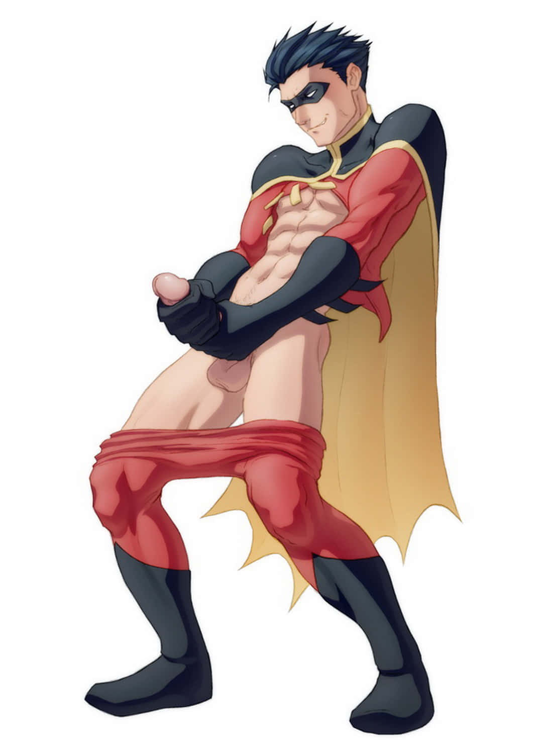 Robin and Red Robin Superhero Penis Masturbation Solo
