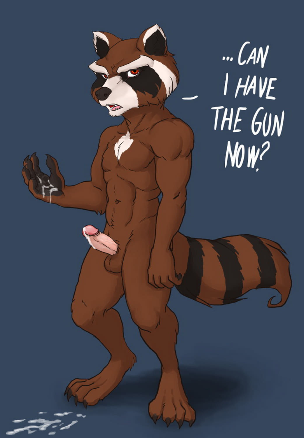 Rocket Raccoon Nude Penis Cum Solo