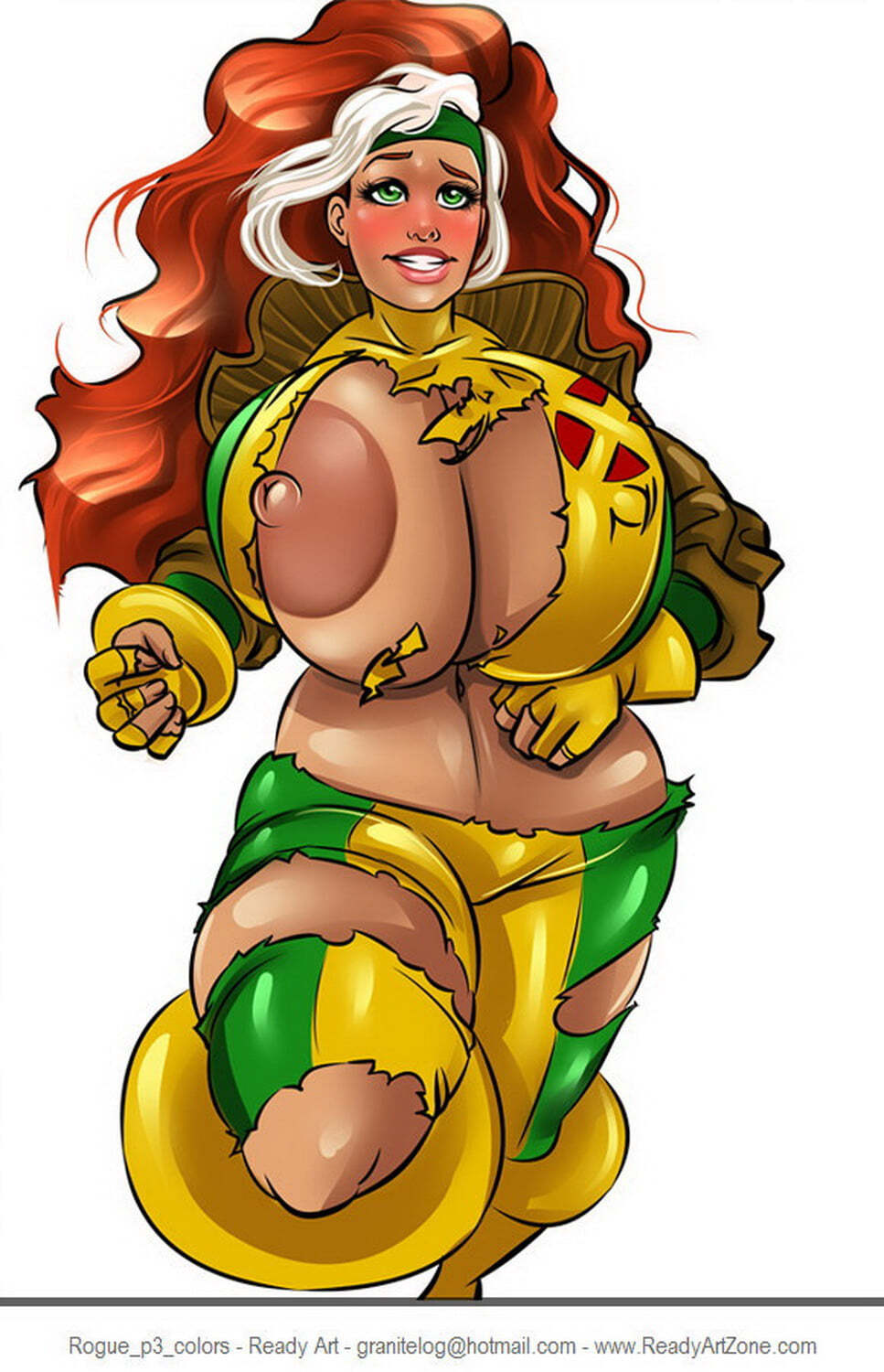 Rogue (X-Men) Solo Female Only Exposed Breasts Nipples