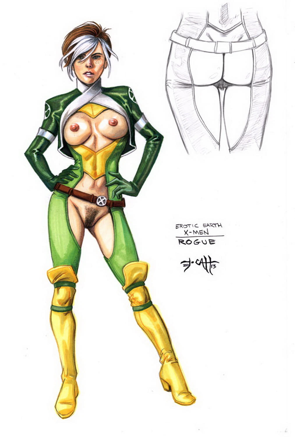 Rogue (X-Men) Exposed Breasts